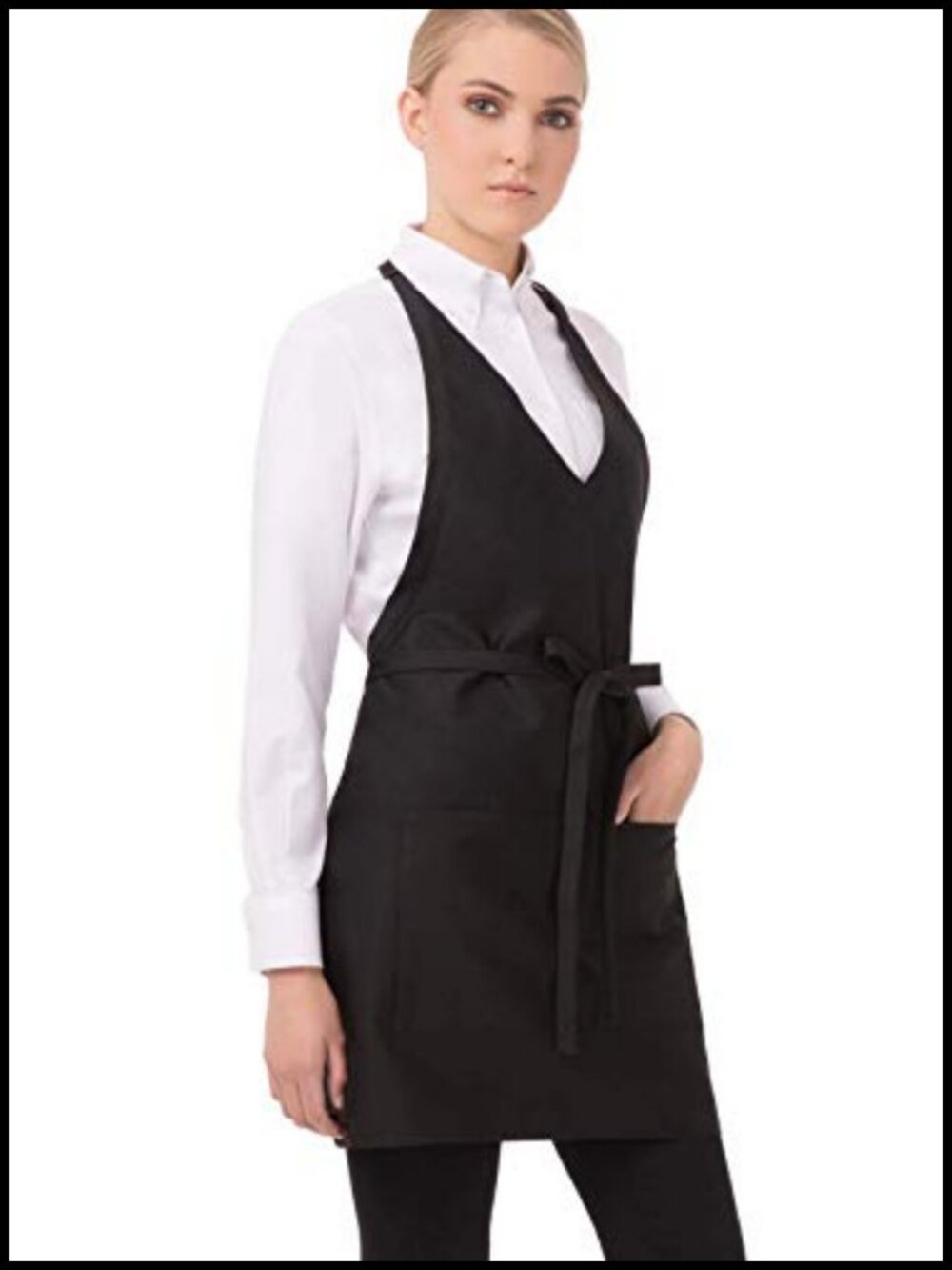 Unisex V-Neck Tuxedo Apron 32in Polycotton Food Service